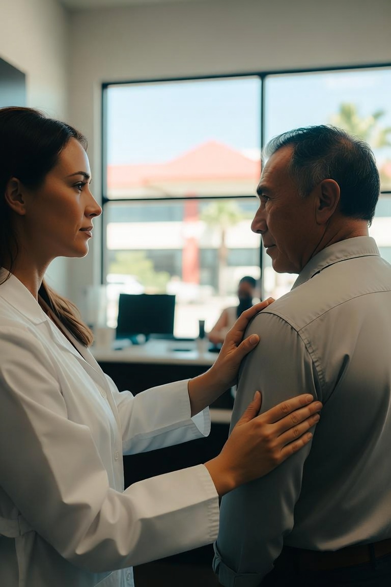 Workers' comp doctor in Las Vegas treating an injured Nevada worker at Federal Injury Centers